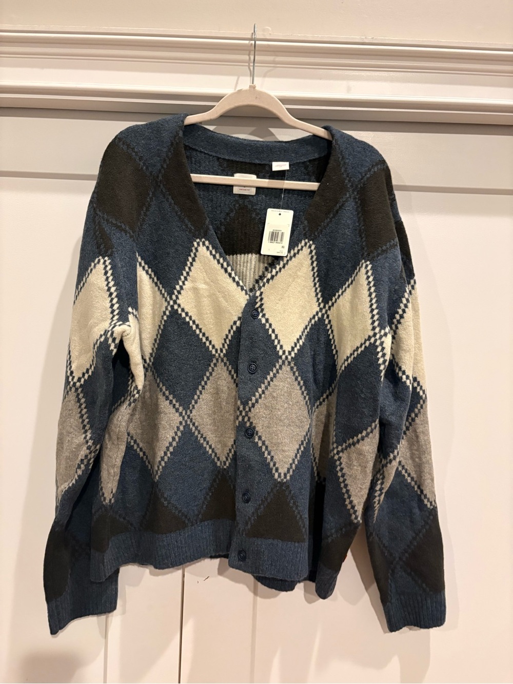 Men’s NWT Blue Argyle Button-Up Sweater Cardigan Levis